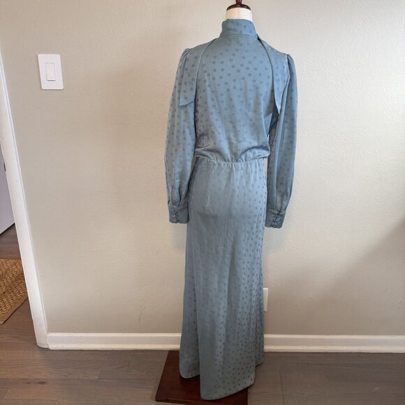 Favorite Daughter Blue Polka Dot Wrap Long Sleeve Dress Size Small - Picture 4 of 5